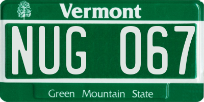 VT license plate NUG067