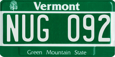 VT license plate NUG092