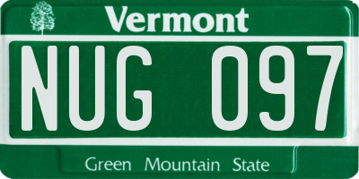 VT license plate NUG097