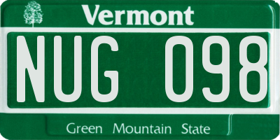 VT license plate NUG098