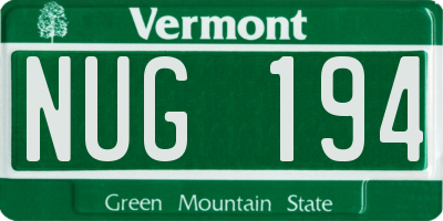 VT license plate NUG194