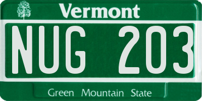 VT license plate NUG203