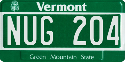 VT license plate NUG204