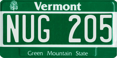 VT license plate NUG205