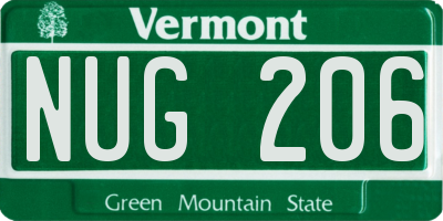 VT license plate NUG206