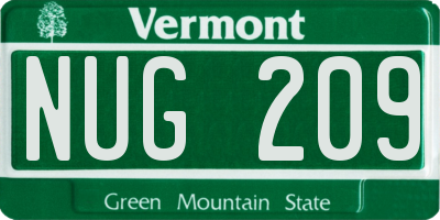 VT license plate NUG209