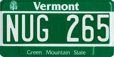 VT license plate NUG265