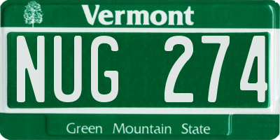 VT license plate NUG274
