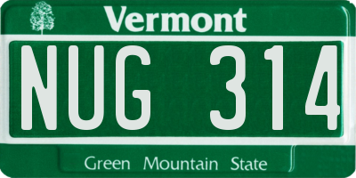 VT license plate NUG314