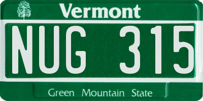 VT license plate NUG315