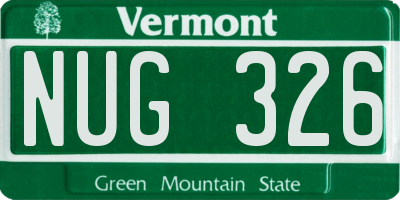 VT license plate NUG326