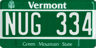 VT license plate NUG334