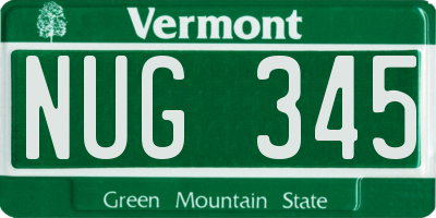 VT license plate NUG345