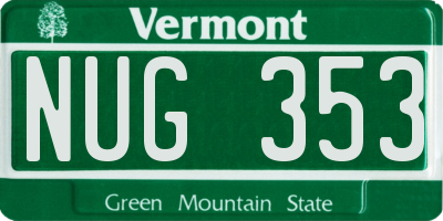 VT license plate NUG353