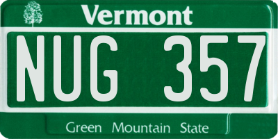 VT license plate NUG357