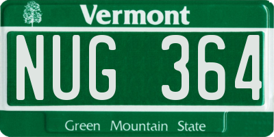 VT license plate NUG364