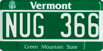 VT license plate NUG366