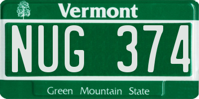 VT license plate NUG374