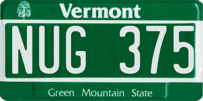 VT license plate NUG375