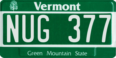 VT license plate NUG377