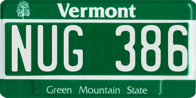 VT license plate NUG386