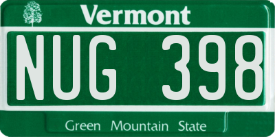 VT license plate NUG398