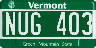 VT license plate NUG403