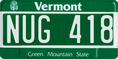 VT license plate NUG418