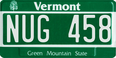 VT license plate NUG458
