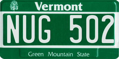 VT license plate NUG502