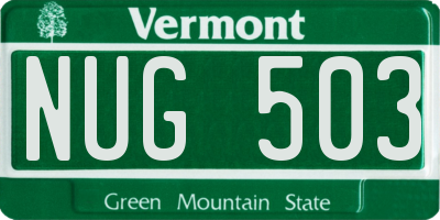 VT license plate NUG503