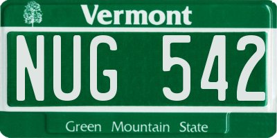 VT license plate NUG542
