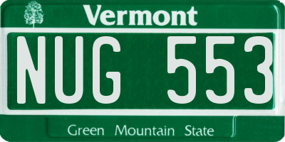 VT license plate NUG553