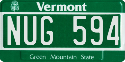 VT license plate NUG594