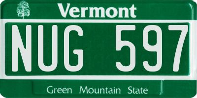 VT license plate NUG597