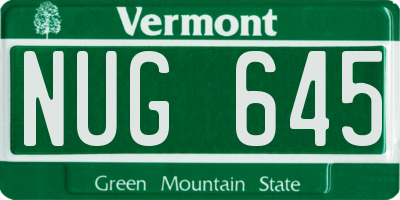 VT license plate NUG645