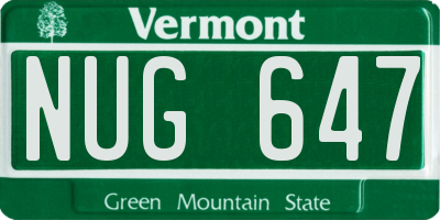 VT license plate NUG647