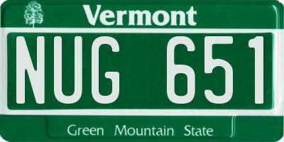 VT license plate NUG651