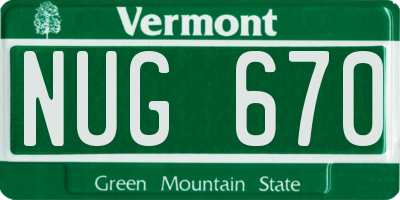 VT license plate NUG670