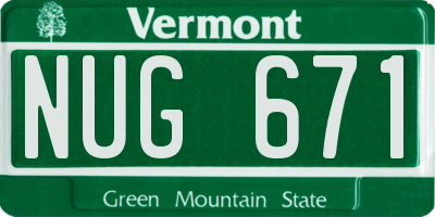 VT license plate NUG671