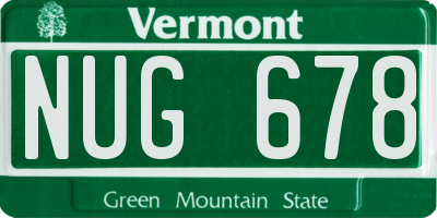 VT license plate NUG678