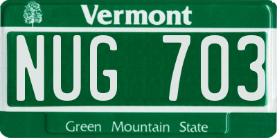 VT license plate NUG703