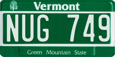 VT license plate NUG749