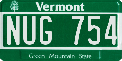 VT license plate NUG754