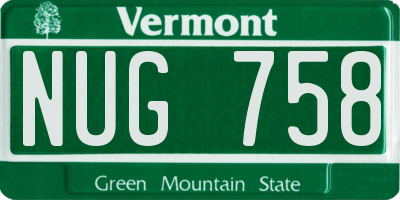 VT license plate NUG758