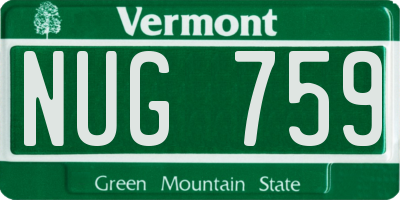 VT license plate NUG759