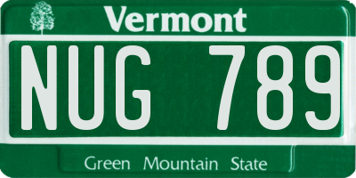 VT license plate NUG789