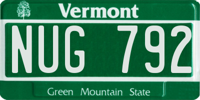 VT license plate NUG792