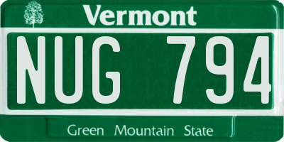 VT license plate NUG794