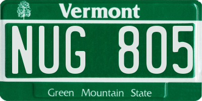 VT license plate NUG805